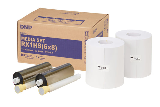 DNP RX1HS PHOTO MEDIA 15X20CM (6x8) PRINTS 700 2 ROLLS PER BOX